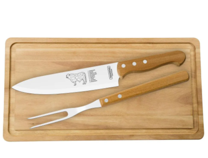 Conj. Churrasco Inox c/Tabua Mad.