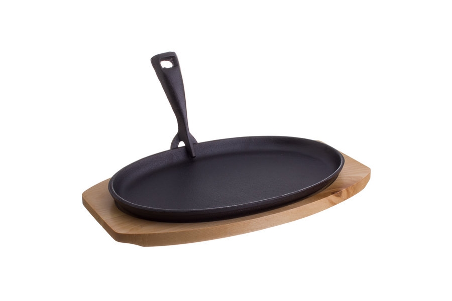 Prato Ferro Oval 28x19cm c/Pega Amov. Base Mad.