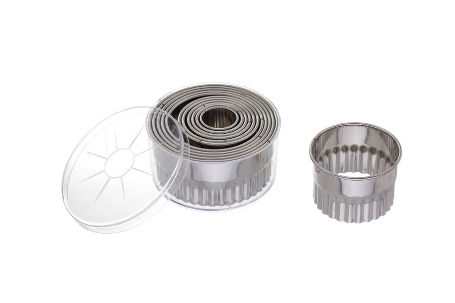 Cj. 12 Corta Massa Inox Ondulado Redondo