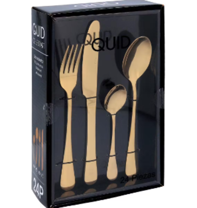 Conj. 24 Pe�as Talher Inox Dourado Celebrart