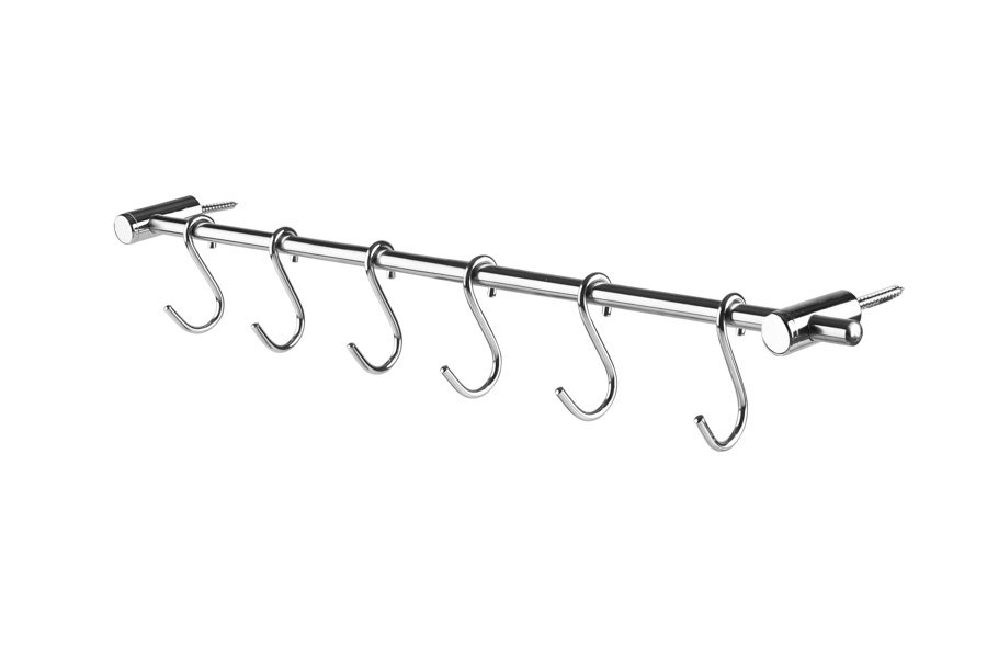 Suporte Parede Inox c/6 Ganchos