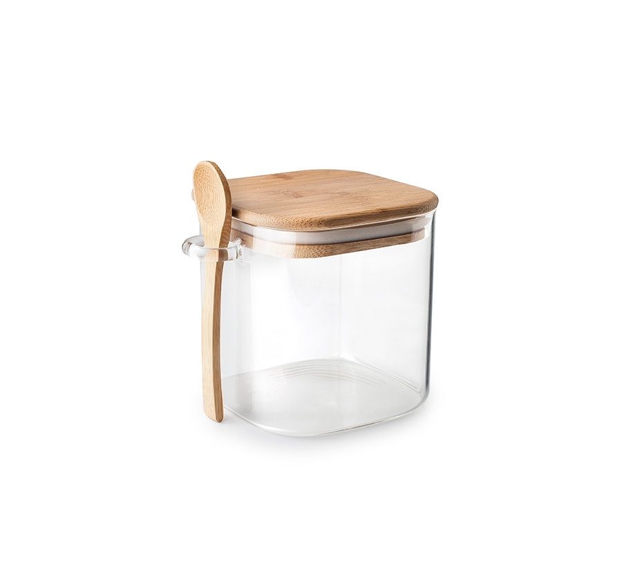 Pote Vidro c/Colher Madeira 800ml