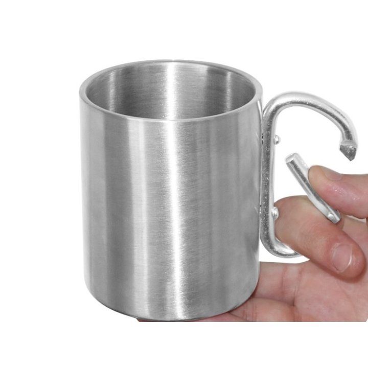 Caneca Inox 33cl Parede Dupla c/Mosquet�o