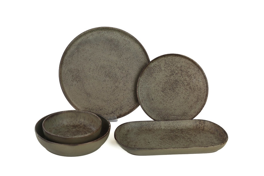 Ephesus Prato Sobremesa 21cm Gres Castanho