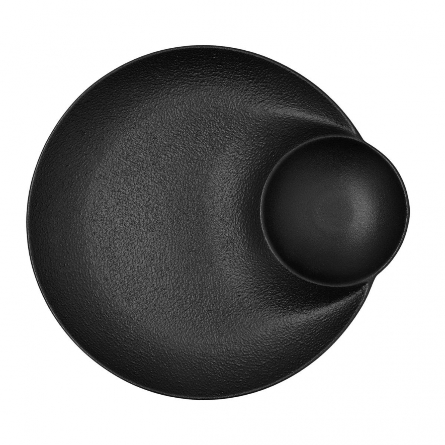 Prato Raso 25.5cm c/Compartimento Fosil Preto