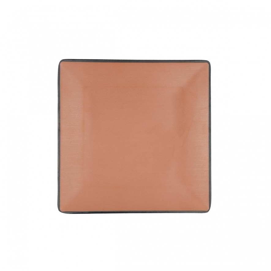 Prato Quadrado 21.5x21.5cm Melamina Terracota/Negro Gio