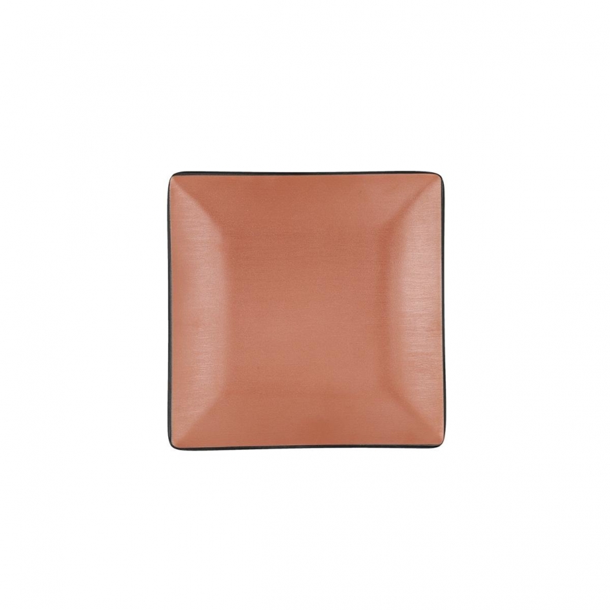 Prato Quadrado 18x18cm Melamina Terracota/Negro Gio
