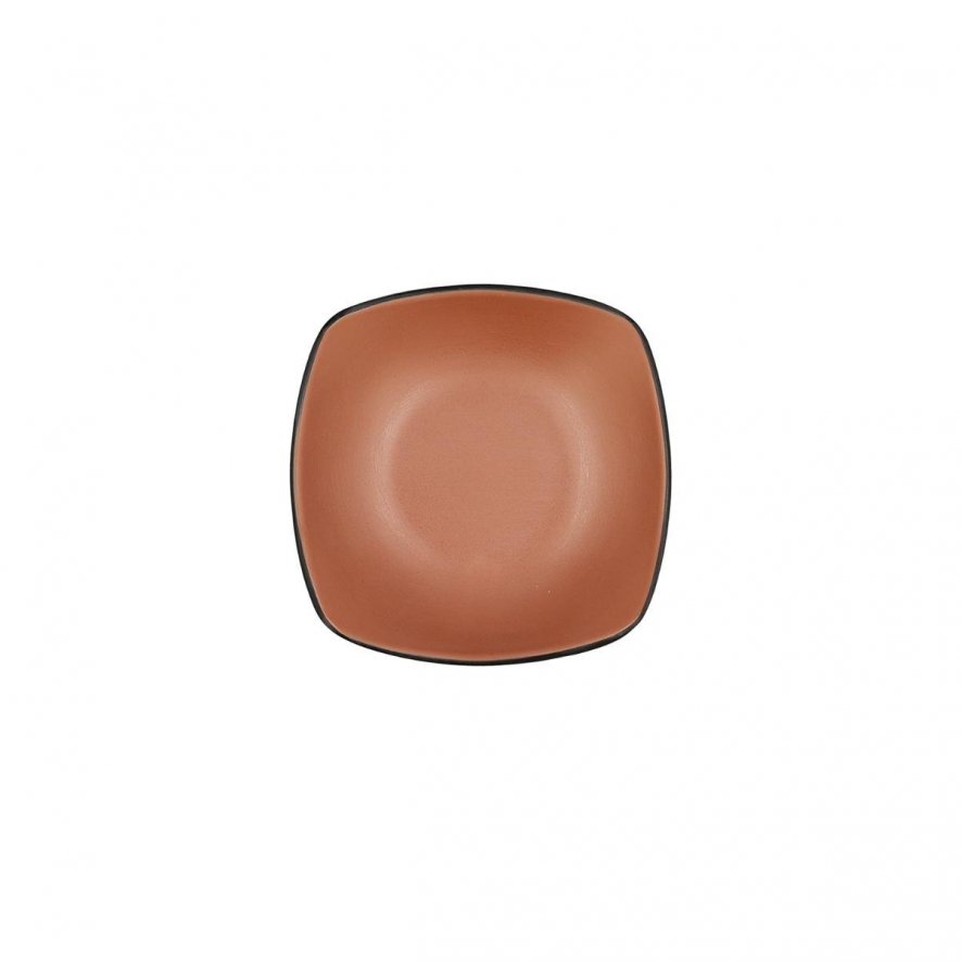 Prato Fundo Quadrado 15cm Melamina Terracota/Negro Gio